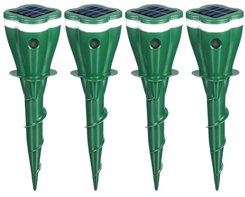 Repellente per animali ad ultrasuoni ad energia solare, per esterni, per gatti, procioni, cervi, conigli, serpenti, con sensore di movimento e vibrazioni, impermeabile, repellente per animali per