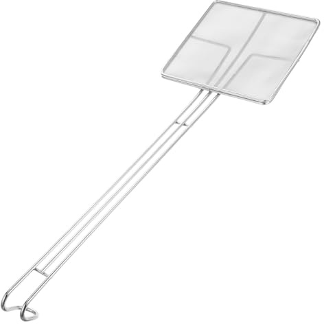 KICHOUSE Schiumarola Quadrata in Acciaio Inossidabile per Cucina, Colino Fine per Rimuovere Particelle Dall'olio, Utensile Versatile per Friggere e Filtrare