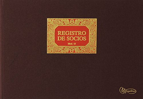 Miquelrius - Libro de Contabilidad, Clase R, Apaisado, Folio Natural 215 x 315 mm, Rayado Registro de Socios, 100 Hojas de 102 g/m², Forrado en Tela, Lomo Engomado