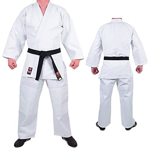 MAR | Judo Gi Uniform White for Men, Women & Kids | Medium Weight 480gsm Fabric | BJJ & Aikido Training Suit | Martial Arts Uniform with Free White Belt (160cm–200cm)