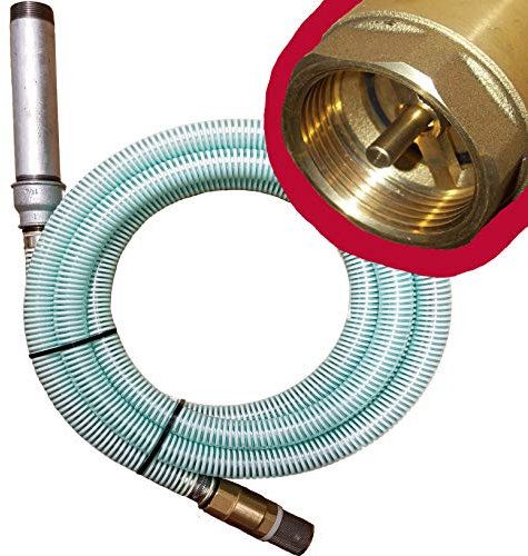 Brunnenandi Saugschlauch 1 versch. Längen - f. Schwengelpumpe Handpumpe Gartenpumpe zum Fördern aus Wassertank Regenwassertank Fluss See Teich - Saugschläuche + Zubehör + Fussventil - (z.B. 12m)