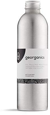 Georganics Whitening Oil Pulling Mouthwash - Activated Charcoal - Plaque-Reducing Coconut Oil Blend - 100% Natural Ingredients - SLS, Glycerine & Fluoride Free - Organic, Vegan, Cruelty-Free - 275ml
