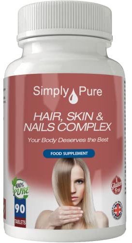 Simply Pure Beauty Complex for Hair, Skin & Nails | Keratin Strengthening MSM with Collagen Boosting Marine Chondroitin, Silica & Vitamin C | GM Free | Gluten Free