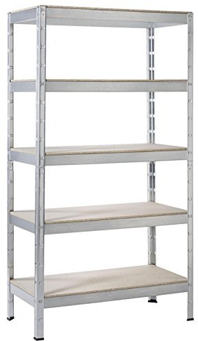 SCHULTE Regalwelt Schwerlastregal mit 5 Holzböden, 180x90x45 cm (HxBxT), Traglast pro Ebene ca. 200 Kg, verzinkt, Lagerregal, Kellerregal, Werkstattregal, Steckregal