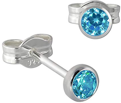 SilberDream Ohrstecker für Damen Silber türkis Zirkonia Ohrringe 3mm D3SDO5533T Silber, Zirkonia Ohrschmuck für die Frau