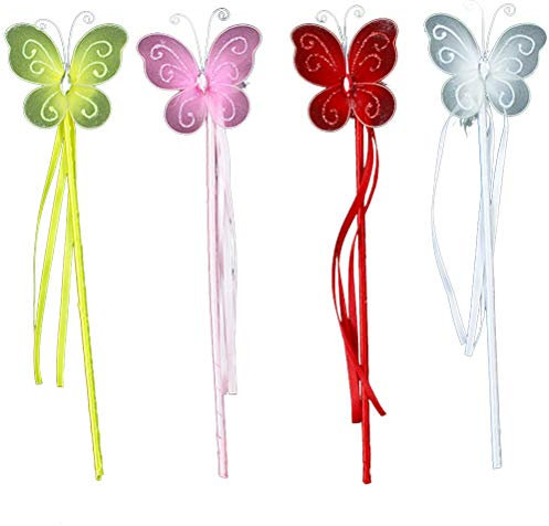 Toyvian 12Pcs Fee Prinzessin Zauberstäbe Butterfly Fairy Stick Fee Zauberstäbe für Kinder Mädchen verkleiden Sich Rollenspiele