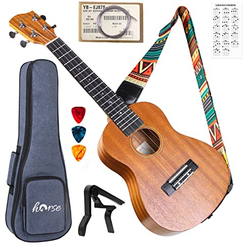 Ukulele, Concert 23 Inch Professional Musical Instrument Ukelele for Adults Horse Uke Beginner Kit W/Gig Bag Strap OEM Strings Hawaiian Guitar Ukalalee Yukalalee Ukalele Yukelele