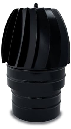 CAEXVEN Sombrerete Aspirador Giratorio para chimeneas en Acero pintado en Negro - Serie lisa - 200 mm