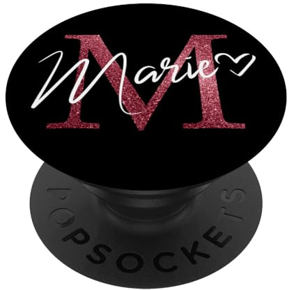Marie Name Personalisiert Buchstabe M Herz Pink Rosa PopSockets Klebender PopGrip
