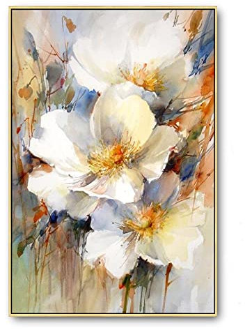 tymhrs Acrylbild,Einfaches Graues Blumen-Ölgemälde-Abstrakte Nordische Blumenmalerei Handgemalt