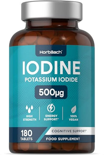 Iodine Supplement 500mcg | 400 Vegan Tablets (1+ Year Supply) | High Strength Potassium Iodide | by Horbaach
