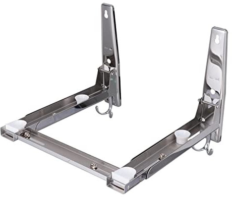 Hoement Wall-Mounted Microwave Holder Retractable 304 Stainless Steel Foldable Oven Rack Slide Slot for Kitchen Storage and Space Saving