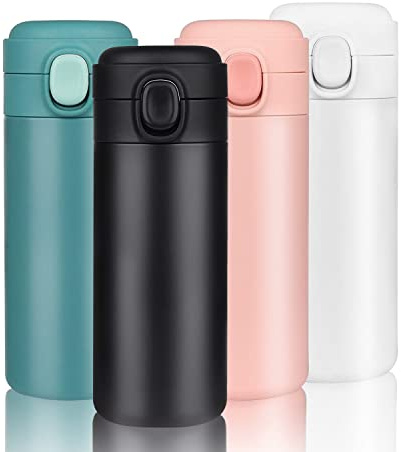 YINJAM 350ml Travel Mug Reusable Coffee Cup Insulated Thermal Mug Stainless Steel Leakproof Flask Tumbler for Hot Cold Drinks (Black)