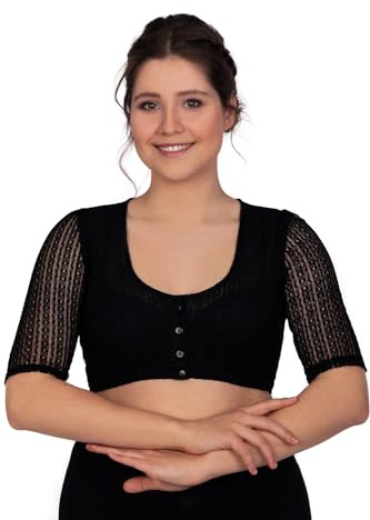 Edelnice Trachtenmode Dirndlbluse Kassandra schwarz aus Spitze Gr. 32-56