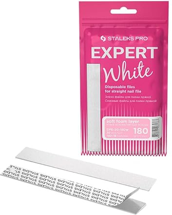 STALEKS PRO Expert 20 Einweg-Nagelfeilen mit weicher Schaumstoff-Basis, selbstklebend, gerade, 30 Stück (Körnung 180)