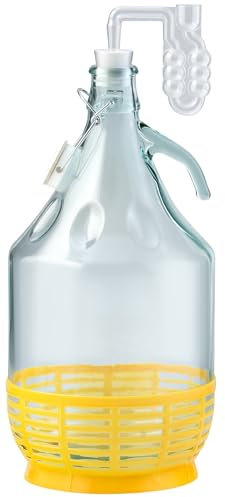 lilawelt24 5L Flasche mit Bügelverschluss +Gummistopfen + Gärröhrchen/Gärballon Set Weinballon Gärbehälter/brauen