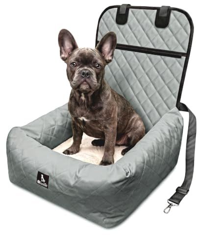 BLUZELLE Hunde Autositz & Hundebett 2-in-1 für Auto Rückbank & Vordersitz | Grau
