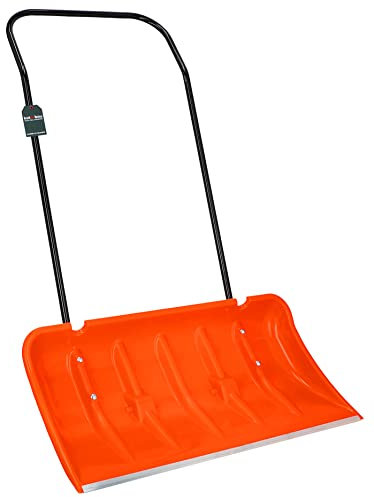ALEjon 80 cm Schneeschaufel mit Rädern – Schneeräumschild mit Aluminiumkante – Metallgriff – ECO-Schneeräumer in Orange