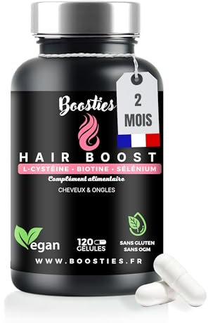 Biotine 10 000 µg, L-cystéine,vitamine B6 Sélénium, Zinc, Vitamine E, 120 gélules, Accélère Pousse des Cheveux, Peau et des Ongles, Puissant, Végan, Hair Boost.
