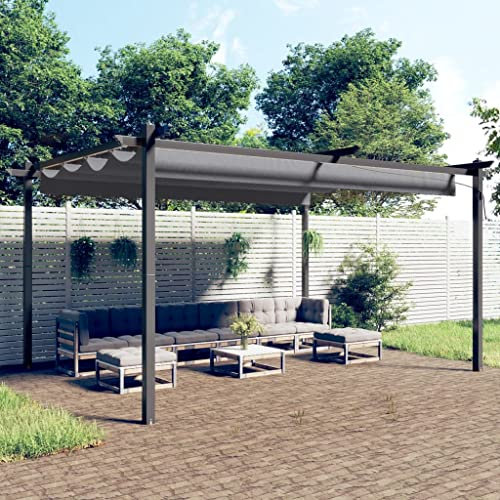 Willood Garten Pavillon mit Ausziehbarem Dach 4x3 m Anthrazit