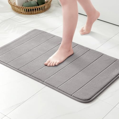 MIULEE Badezimmerteppich Memoryschaum Badematte Badteppich Grau 50x80cm | Wasserabsorbierend Duschvorleger Teppich Badvorleger Duschmatte Deko Fussmatte rutschfeste Matte für Badezimmer Wohnzimmer