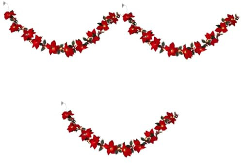 MAGICLULU 3stücke Künstliche Weihnachtsblumenlichterkette Mit Akku Wasserdichte Deko-garland Für Festliche Anlässe Für Zuhause Und Garten Stimmungsvolle Beleuchtung Für Feiertage