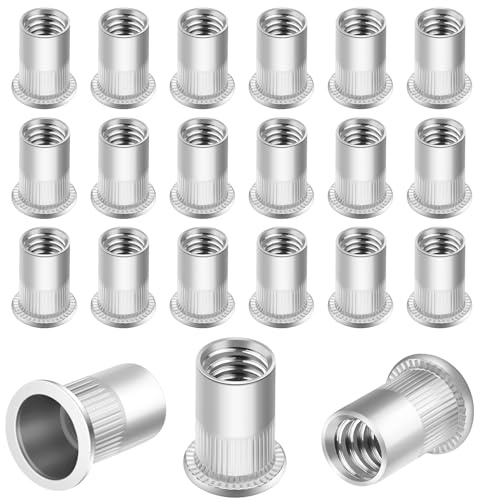 Nietmuttern M6 Gewindenieten Blindnietmuttern Nietmutter Edelstahl 160 Stück Runde Flachkopf Gewinde Rivet Nutsert Einnietmuttern Senkkopf Hülsenmutter Verwendet für Metallplatten Rohre usw