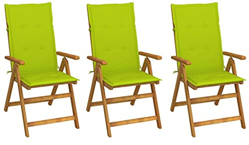 qohoio Klappbare Gartenstühle 3 STK. mit Auflagen TerrassenstüHle CampingstüHle Set Klappbar StüHle FüR DraußEn BalkonstüHle Massivholz Akazie - 3064100