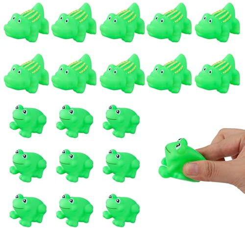 NQEUEPN 20stk Badespielzeug für Kinder, Schwimmendes Alligatorspielzeug & Frosch Badespielzeug, Gummi Quietschspielzeug, Unisex, Grün
