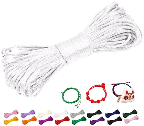 CAMAL 2mm Filo per Braccialetti, Fili Nylon per Braccialetti 20m Filo Nylon Cordoncino per Collane Fai Da Te, Cordino per Braccialetti, Gioiello, Perline, Artigianato (Bianco)