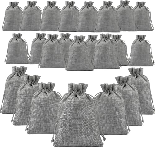 24 Stücke Jutebeutel Jutesäckchen Jute Beutel Adventskalender zum Befüllen,24 Grau Weihnachtskalender Zum Befüllen,18 x 13 cm Groß