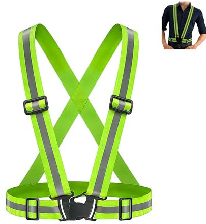 Bretelle Catarifrangenti, Gilet Riflettente di Sicurezza,Regolabile Gilet Catarifrangente, Gilet Riflettente ad Alta visibilità Gilet Fluorescente Unisex per Ciclismo, Corsa e attività all'aperto