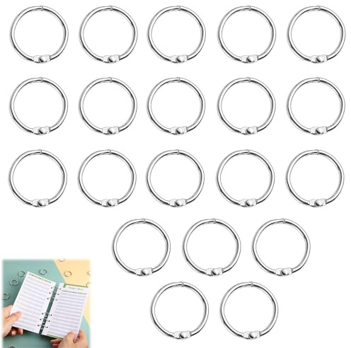 20 Stück Buchringe, Buchbinderinge 20mm, Metall heftringe, Silber | Ringbuch Ringe, Karteikarten Ringe, Für Scrapbook, Memo, Ablage Schlüsselanhänger, Bürobedarf