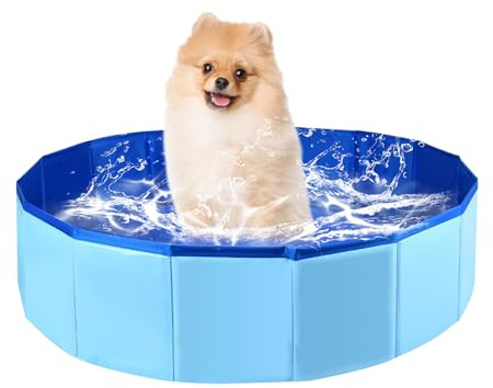 TETSMG Hundepool Klein, Runden Schwimmbecken für Hunde und Katzen, Faltbarer Pool Spielzeug Hundepool Katzenpool Planschbecken Wasserspielzeug für Große Kleine Hunde Katzen (30 x 10 cm)