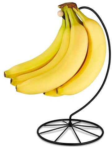 Homeries Banana Holder Modern Rack Hanger Tree Stand Hook for Kitchen Countertop. Satin Nickel Banana Holder Keeper Stand (Matt Black)