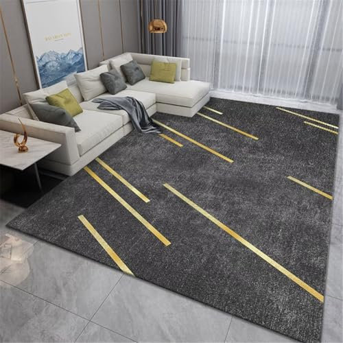 RUGMRZ Auslegware Anti Rutsch Teppich grau-gelber einfacher Rutschfester Wohnzimmerteppich ist pflegeleicht Tepiche 200X300CM