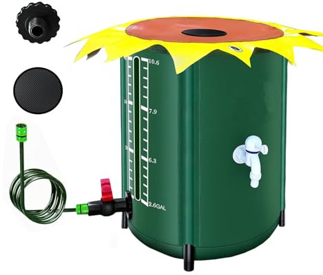 26 Gallon Collapsible Rain Water Collection Barrel System, Efficient Yard Rainwater Harvesting Solution with Spigot, Catchment Tank Stand Kit, Collector Storage Containers Long Term