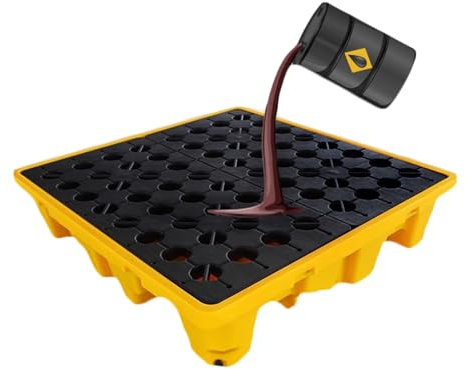 XPLKQXE Plataforma Modular Antiderrames, Bandeja Bidones Aceite Industrial con Drenaje, Paleta Antiderrames Antideslizante Más Gruesa Bolsillos Montacargas, Rejillas(33x33x5.8cm)