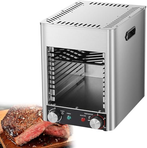 GESAIDES Griglia Elettrica per Bistecche, Forno Portatile da Banco per Interni, Griglia Elettrica Senza Fumo, Riscalda Fino a 800℃, Barbecue, Toast, Pollo Arrosto, Manzo, Maiale e Verdure