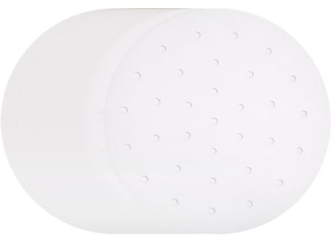 sourcing map 400pcs Air Fryer Liners 9 Inch Round Bamboo Steamer Liners with Holes Non-Stick Perforated Parchment Paper Sheets Disposable Steamer Paper for Air Fryers Steaming Basket, White