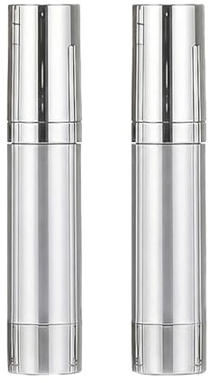 2 botellas de plástico sin aire de 50 ml de color plateado con bomba vacía rellenable, dispensadores de loción cosmética, botella de vacío, contenedores de base de viaje para tóner, crema