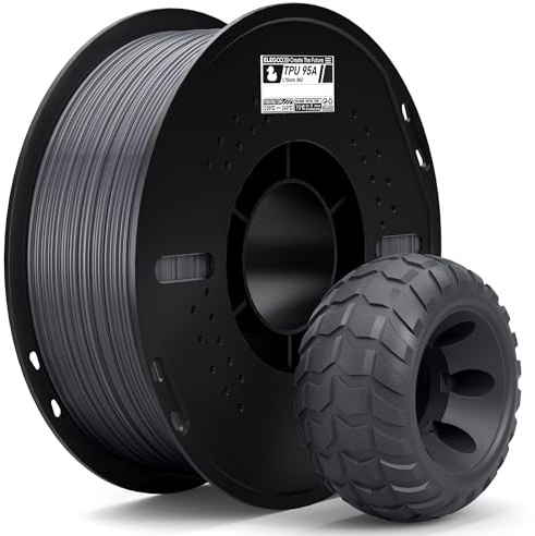 ELEGOO TPU 95A 3D Drucker Filament 1,75 mm Grau 1 KG, Flexibles Weiches Filament 3D Druckmaterialien, 1 kg Kunststoffspule (2,2 lbs) für die Meisten -3D-Drucker