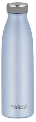 THERMOcafé by THERMOS TC Bottle Pastel Blue Matt 0.50 L, Stainless Steel Vacuum Flask, Carbonated Proof, 12 Hours Hot 24 Hours Cold, Leak-Proof, for School, On The Go & Office, Pastel Water Mat