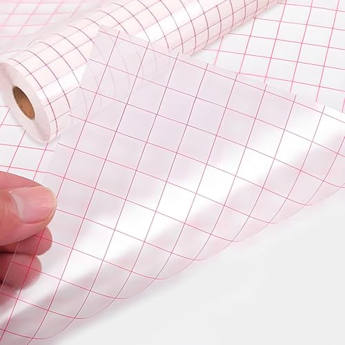 XiaoLidm 30.5cm*1000cm Transferfolie Plotter für Plotterfolie, Transferfolie Plotter für Plotterfolie Vinylfolie mit Rot Ausrichtungsgitter für Fensterdekorationen, Aufkleber und Diy