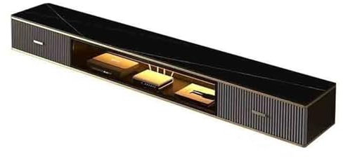 Banc TV Meuble TV Suspendu Mural, Meuble TV Flottant Moderne avec lumières LED, Centre de Divertissement Flottant avec Porte en Verre et Rangement for sous Les téléviseurs Meuble TV(Noir,160x25x23cm)
