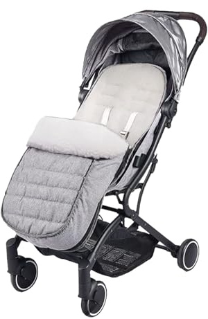 Fairy Baby Winter Fußsack Kinderwagen Buggy fußsack Extrem Warmer Rutschfester Babyfusssack Einziehbar Abnehmbarer Wintersack für Buggy Passend für Alle Kinderwagen& Pram Wollvliese grau 95-53cm