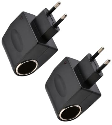Leloco 110-240V auf 12V Adapter Zigarettenanzünder Steckdose 2 Stück, AC auf DC Spannungswandler mit EU-Stecker,Spannung Wandler Konverter Netzteil Steckdose Ladegerät Adapter