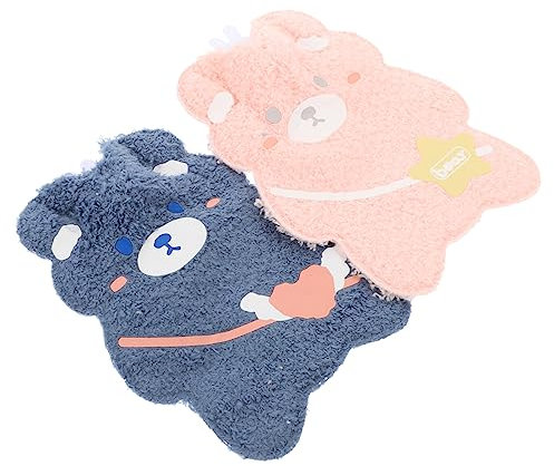 NIYANGLE 2pcs Cartoon Bear Hand Warmers Hot Water Bags Portable Plush Winter Hand Warmer for Girls Period Care and Outdoor Use Random Color