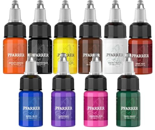 PFARRER Juego de pintura para tatuajes, 15 ml, 10 colores, TI7003EU-15-10