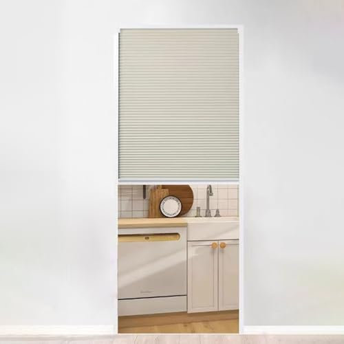 KOQENAG Türtrenner für Die Raumtrennung, Waben-Falttür zum Herunterziehen ohne Bohren, mit Aluminiumrahmen und Vliesstoffplatte, für Schrank/Eingang/Schlafzimmer/Badezimmer(46x80in(117x203cm))